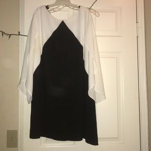Black and white mid thigh dress